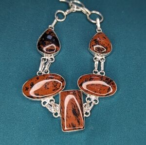 Mahogany obsidian bracelet 925 silver